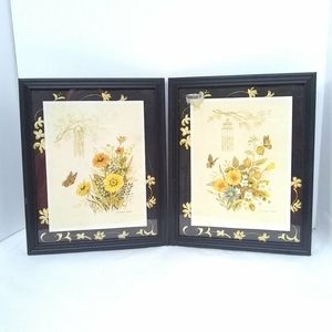 2 Claudessa Carter Butterflies & Blossom 1965 Framed Art Prints Wall Decor 9"X10
